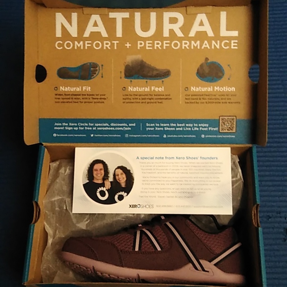 Xero Shoes Prio never worn. Size 7 in fig/elderberry.